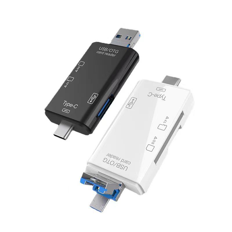 Six-in-One Type-C Multifunctional Card Reader: TF/SD USB Adapter for Computer & Phone