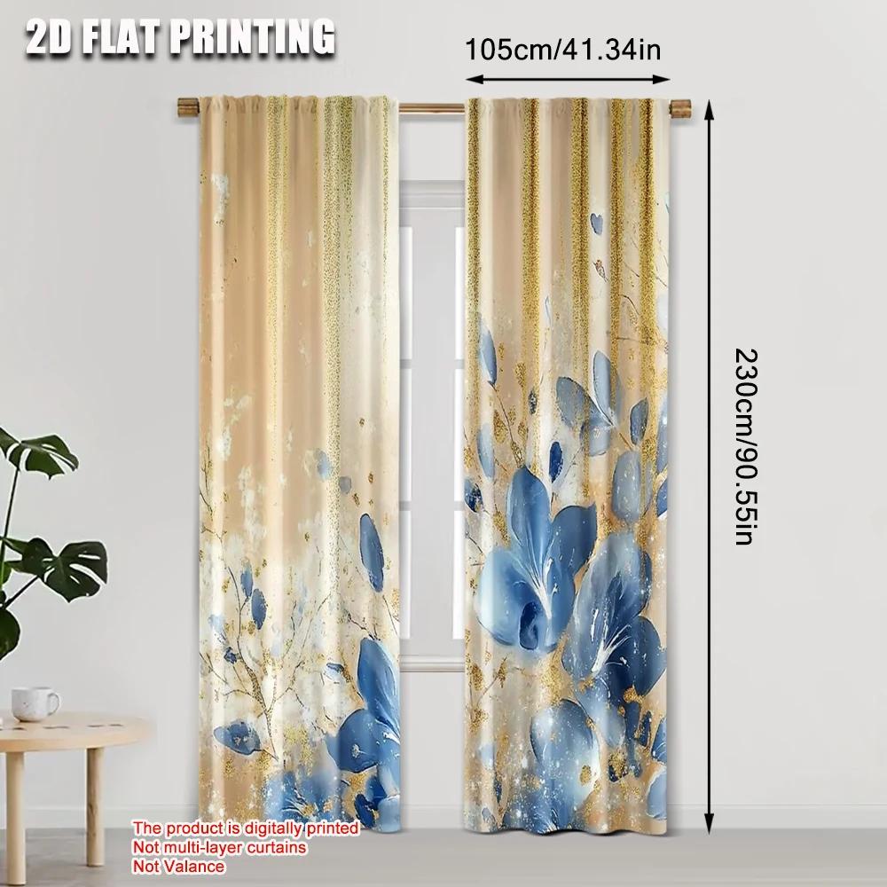 2pcs   plane printing Contemporary Curtains Abstract Art Floral Marble Polyester (without rod) Versatile All Perfect for