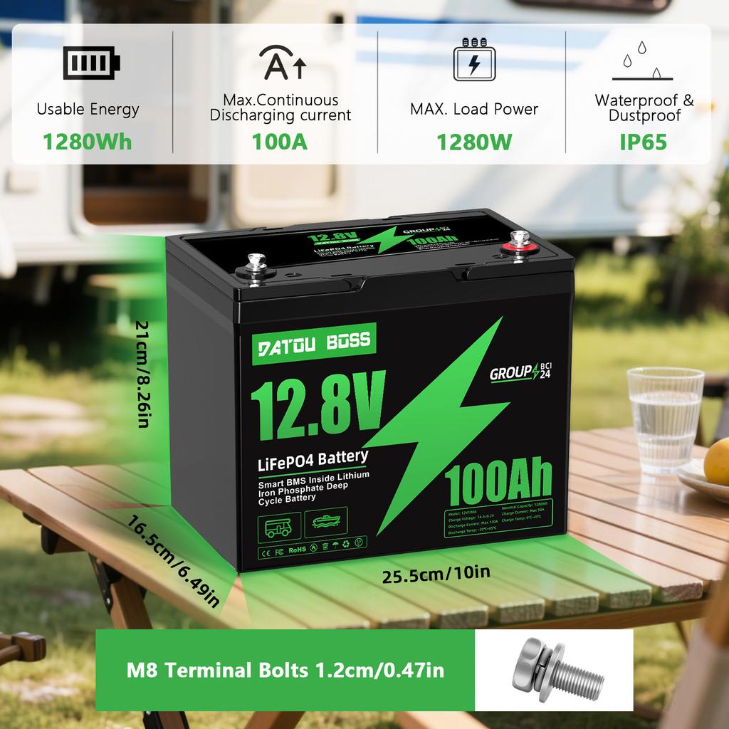 EU USA Stock12V 100AH LiFePO4 Lithium Ion Batteries Germany WAREHOUSE 100A BMS Suitable for Camping, RV,home Solar Energy System