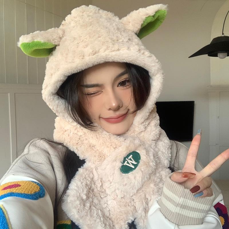 

Шапка Лей Фэна Защищающая от холода и тепла Плюшевая шапка-медведь Шарф Шапка Цельная шапка Зимний шарф Набор из двух предметов Велосипедная цельная шапка