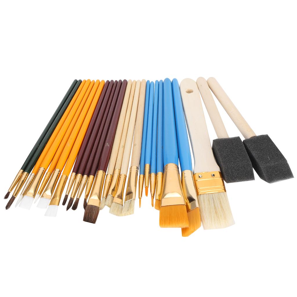 25pcs Paint Brush Set Oil Watercolor Acrylic Painting Brush Wood Handle Drawing Brush Kit