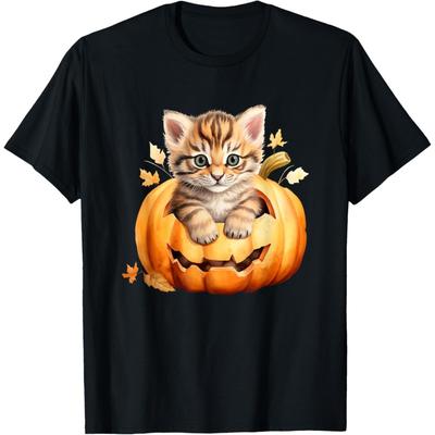 Scary Spooky Halloween Puppet Pumpkin Animal Cat T-Shirt
