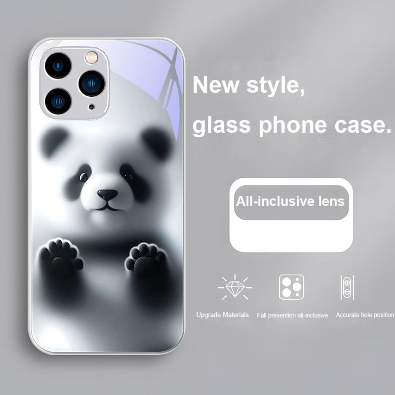 

Black and White Bear Purple For Iphone 16 Plus 15 14 13 12 Mini 11 Pro Max X XS XR 7 8 Plus 2022 Tempered Glass Phone Case For iPhone 13 Mini
