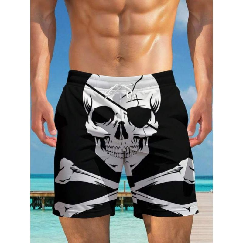 Summer 3D Skeleton Pattern Print Shorts Fashionable Casual Beach Men's Shorts