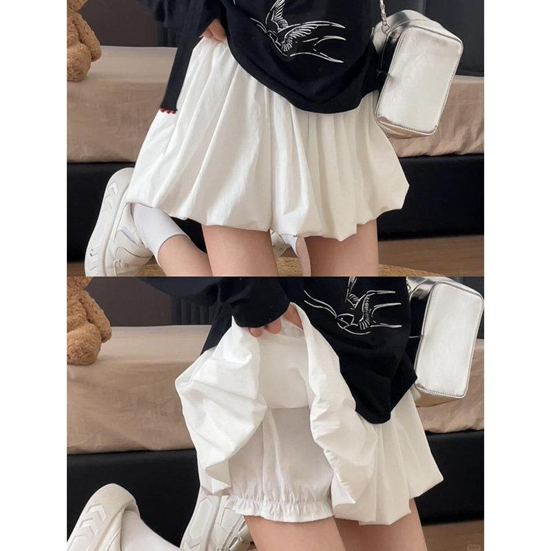Aufgeblasster Rock Damen Sommer Hohe Taille Schlankmachend A-Linie Kuchen Kurzer Rock Kürbis Hose Halber Körper Rock