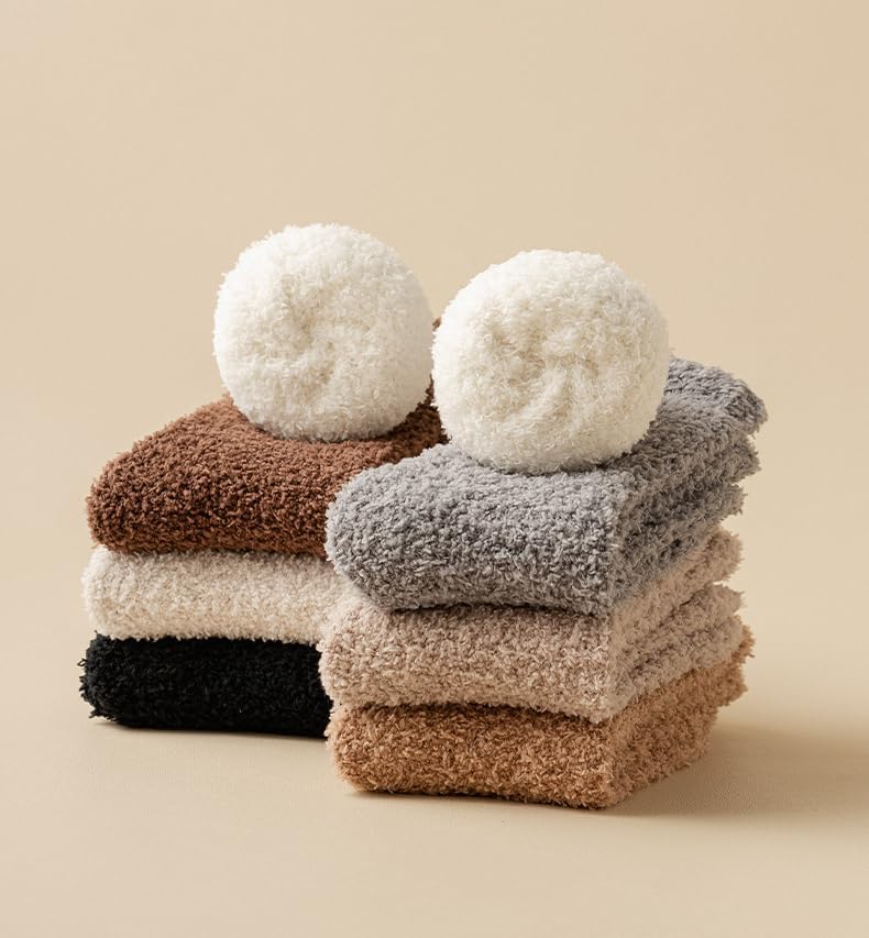 4 Pairs Women Fuzzy Socks Warm Fluffy Socks Japanese Thick Slipper Socks Aesthetic Fleece Long Socks