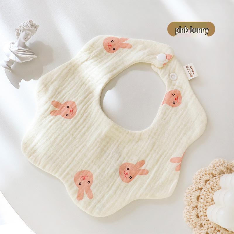 Cross-Border Six-Layer Cotton Crepe Baby Drool Bib - Pure Cotton Crinkled Gauze Marshmallow Bib
