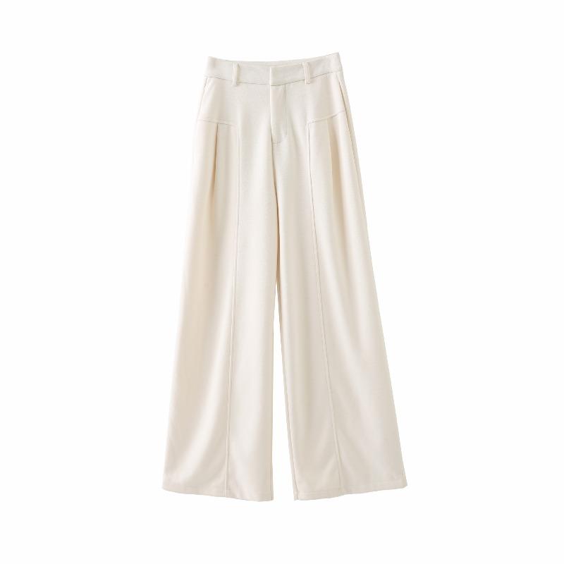 Black and Gray Acetate Wool Casual Pants Autumn Women's Straight-leg Trousers Wide-leg Trousers Drape High-end Feeling