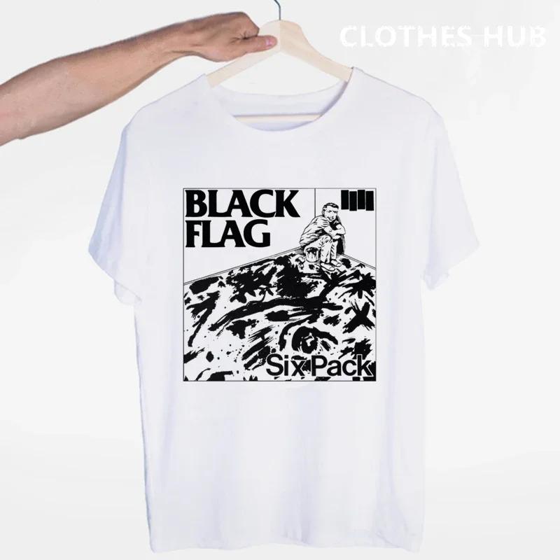 Black Flag T-shirt Summer O-Neck Short Sleeve Punk Rock Band Henry Rollins Large Bars Tshirt