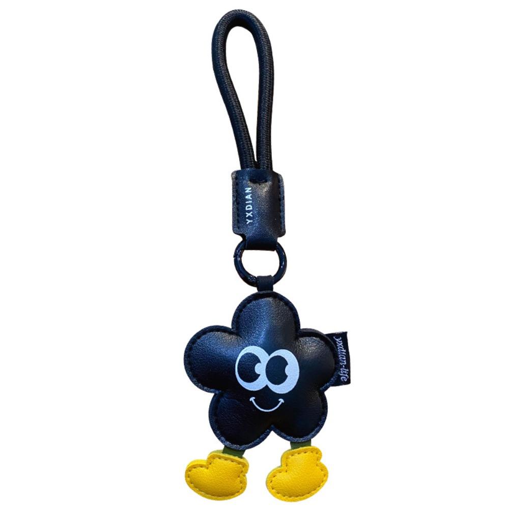 Big Eyes Leather Flower Pendant Cute Heart Pendant Keychain Kawaii Cartoon Keychain  Gift