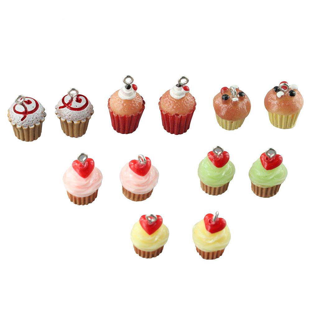 

30 Pcs Imitated Food Faux Cup Cake 30 Pcs Resin Pendants DIY Craft Bracelets