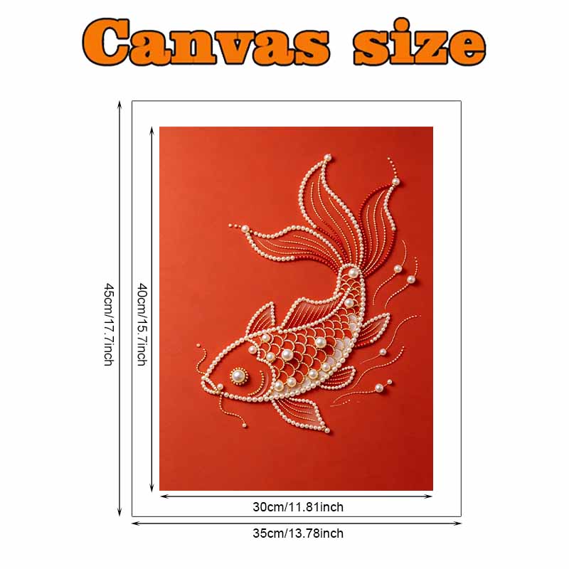 Pearl Art Painting Home Wall Decor Lucky Koi Fish Pearl Gemstone Painting Picture Crafts Adult/Beginner Gift Creative Home Decor Unframed Wall Art