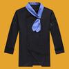 Chef Uniform with Scarf Tie Double-Breasted Buttons Stand Collar Long Sleeves Women Men Chef Shirt Workwear