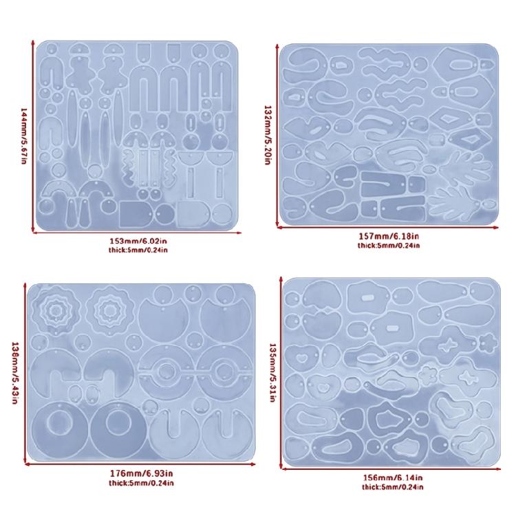 4Pcs Earrings Silicone Mold Crystal Epoxy Resin Mould Irregular DIY Ear Drops