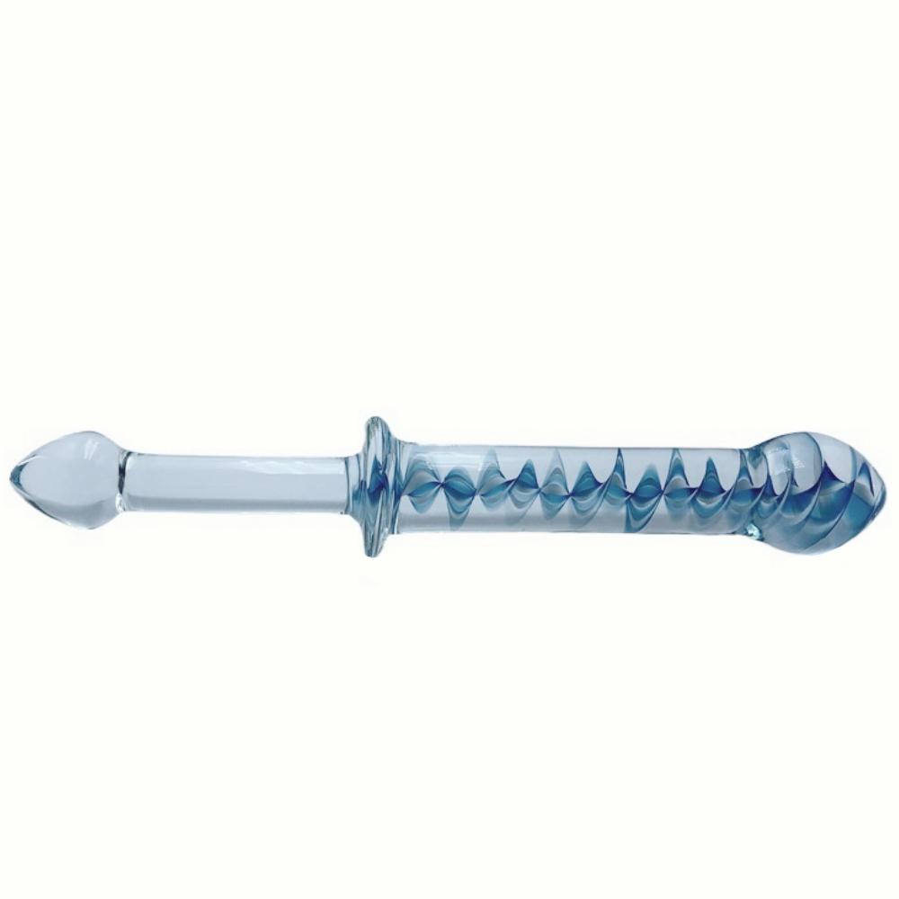Transparent Crystal Blue Ripple Wand Glass Quantity Plug