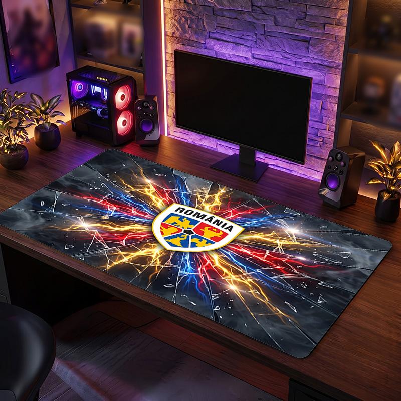 Romania Football Crest Mouse Pad, Extended Non Slip Rubber Desk Mat for Gaming Office Laptop Fan Gift