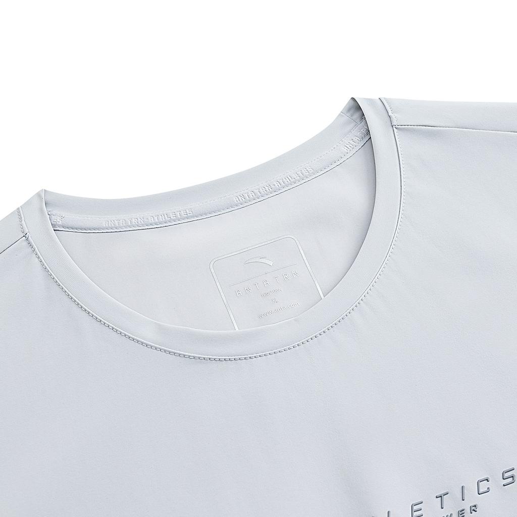 Anta Comfortable Short Sleeve Knitted T-Shirt Men Tops Cerulean-Gray 152537107-1