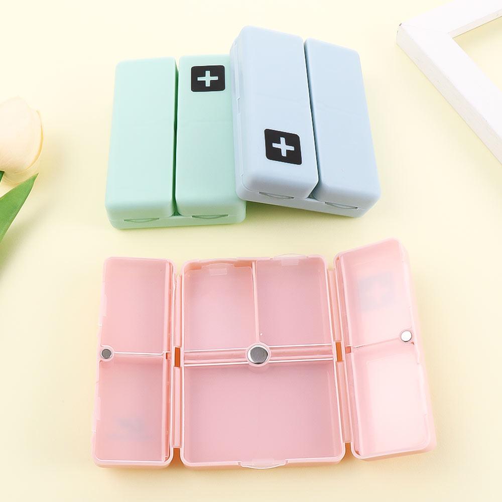 

Tablet Vitamins Container Storage Lids Folding Box Pill Box Grids Magnet Medicine Case