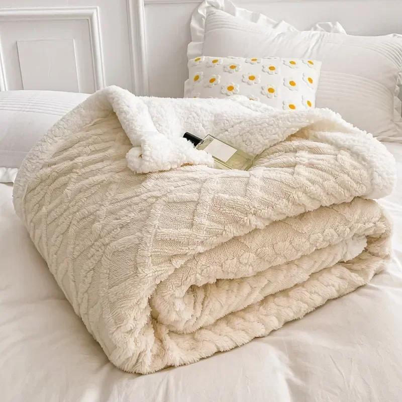 Plaid-Bettdecke für Kinder und Erwachsene, warme Winterdecken und Überwürfe, dicke Woll-Fleece-Überwurf, Sofa-Bettdecke, Bettdecke, weiche Tagesdecke
