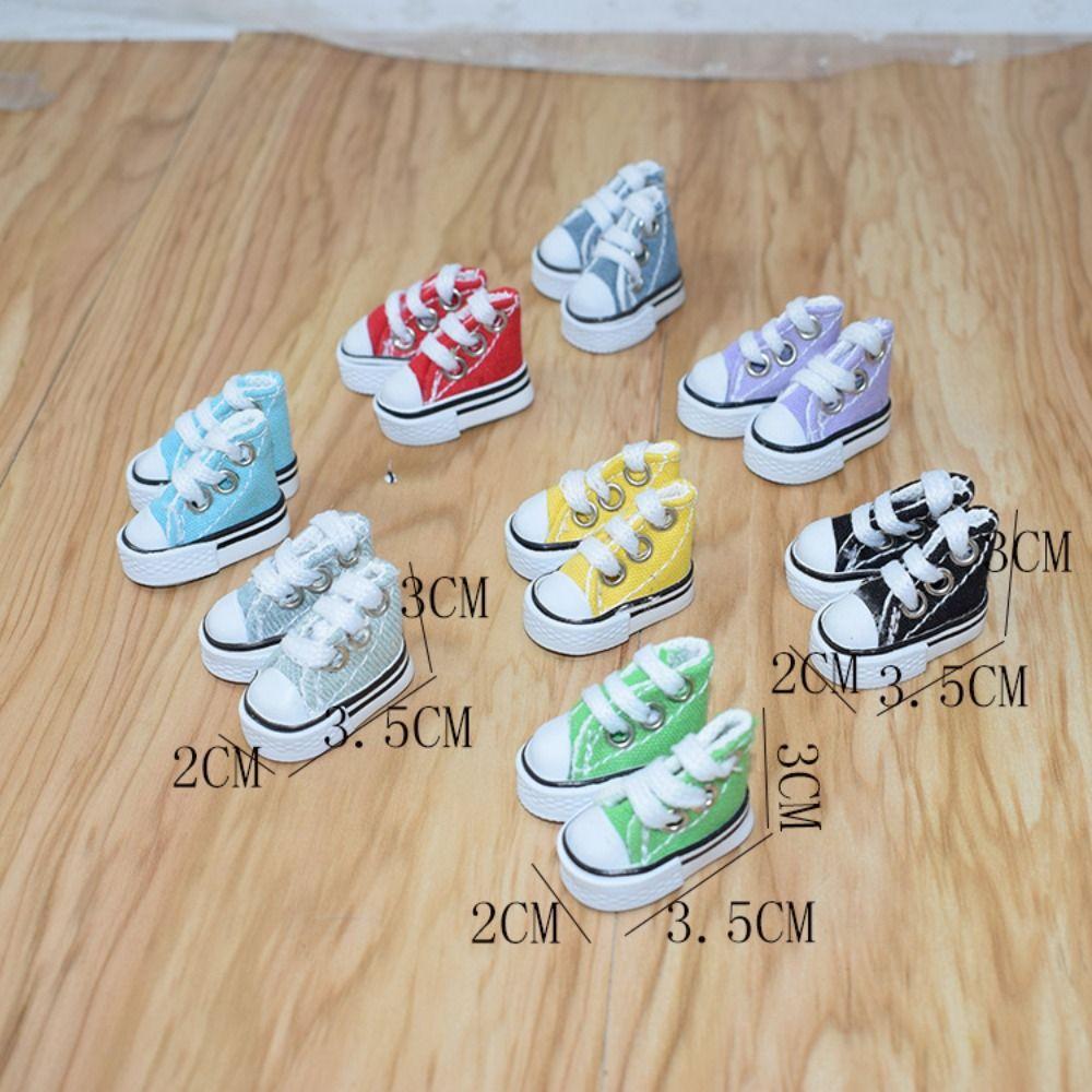 Fashion Cute 3.5CM Doll Shoes Mini Solid Colored 1/8 Bjd Canvas Shoes Doll Dress Up Accessories