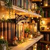 Bat Shaped Decorations Library Lantern, Mini Decorative Bookshelf Lamp, Spooky Pumpkin Ghost Hat Reading Nook Atmosphere Lights for Study LED