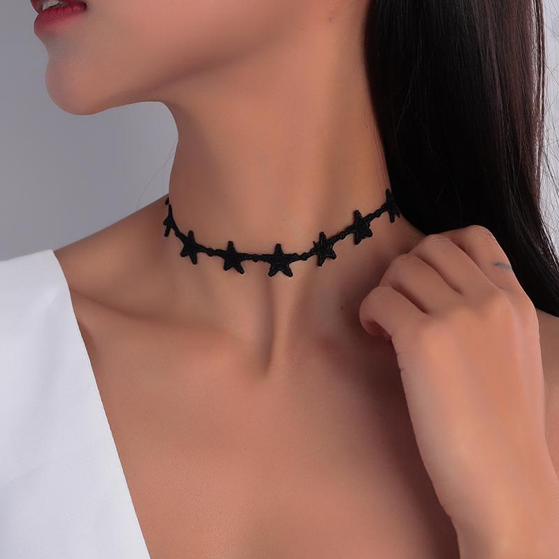 Fashion Black Bowknot Necklace Gothic Heart Lace Velvet Choker Necklaces for Women Girls Party Club Jewelry Gifts