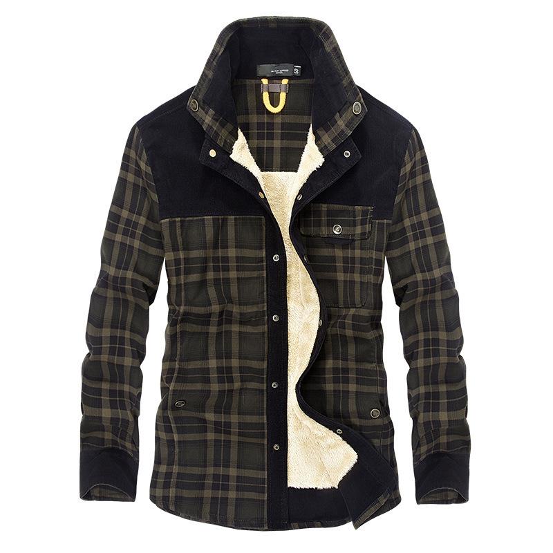 Gepolstertes und verdicktes kariertes Herrenhemd, langärmelig, warm, Business-Casual-Baumwolljacke
