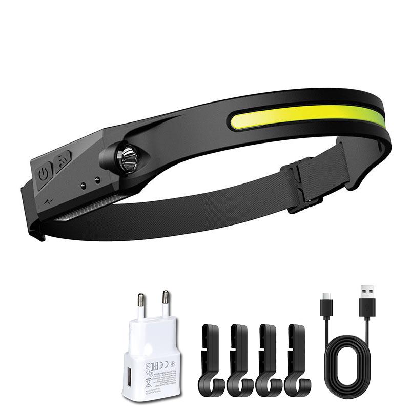 1/2PC Sensor Headlamp LED Head Flashlight Rechargeable Headlight Head Torch Builtin Battery 5Light Modes Fishing Camping Lantern