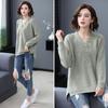Sweater Women's Pullover Knitwear V-neck Korean Solid Color Loose Casual Top Trending Sweater Autumn and Winter Tops Lady Style