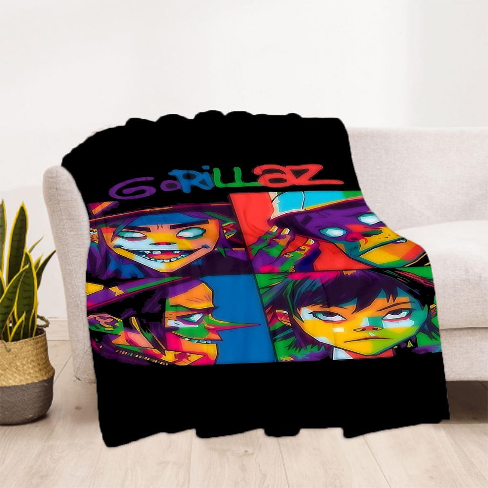 1pc Gorillaz Artwork Outdoor Blanket Lightweight Flannel, All-Season Use for Sofa, Bed, Travel, Camping, Living Room, Office, Couch074
