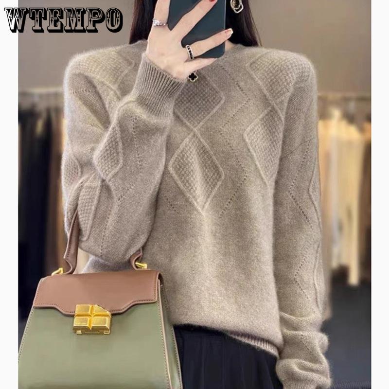 Autumn and Winter Women's Pullover Sweater Knitted Sweater with Round Neck and Loose