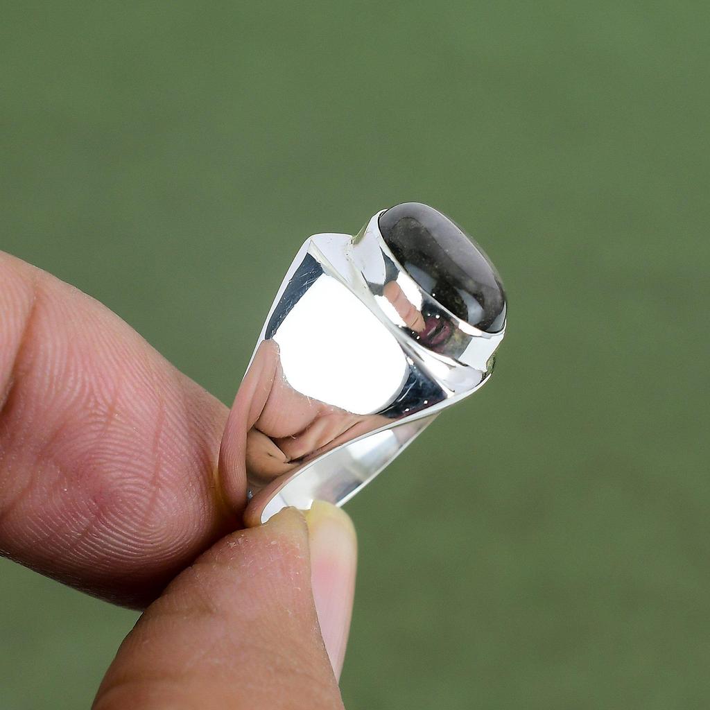 Silver Sheen Obsidian Ring 925 Sterling Silver Ring Boho Style Jewelry Handmade Ring Original Gemstone Ring For Gifts Available In Ring Size