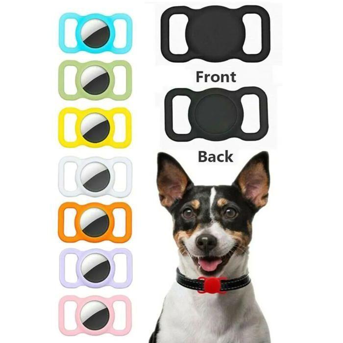 Support collier chat chien pour Apple AirTag 2 - Bleu luminescent - Silicone flexible - Air Tag 2e génération