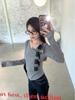 Chic Korean Grey One-Shoulder Bow T-shirt for Women - Sweet and Spicy Spring/Autumn Style