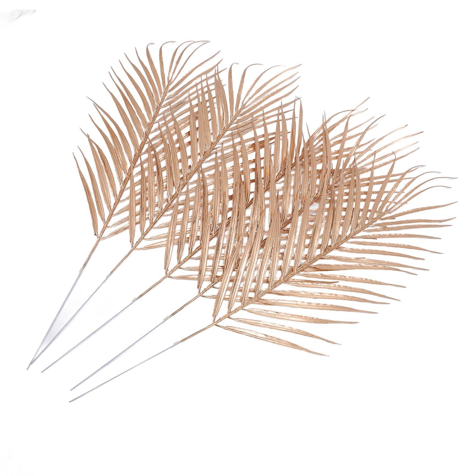 

5PCS Artificial Palm Leaves Golden Simulated Plant Leaf for Birthday Holiday Family Party Decoration