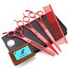 8,0 Zoll Nimpson rot 3er-Pack, High-End-Tierpflege-Scheren, gerade Scheren, Set, kostenloser Reihenkamm.