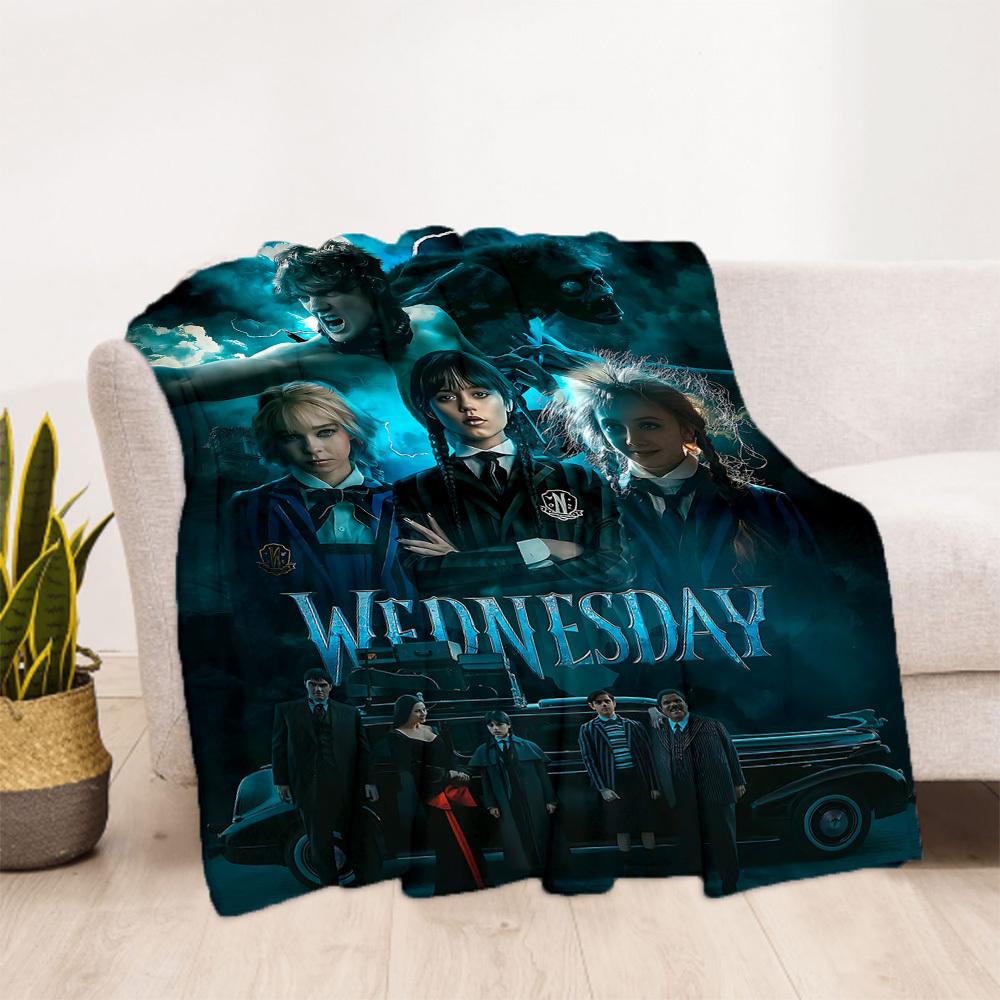 1pc Wednesday Outdoor Blanket Lightweight Flannel, Soft & Warm, All-Season Use for Sofa, Outdoor, Camping, Living Room, Office124