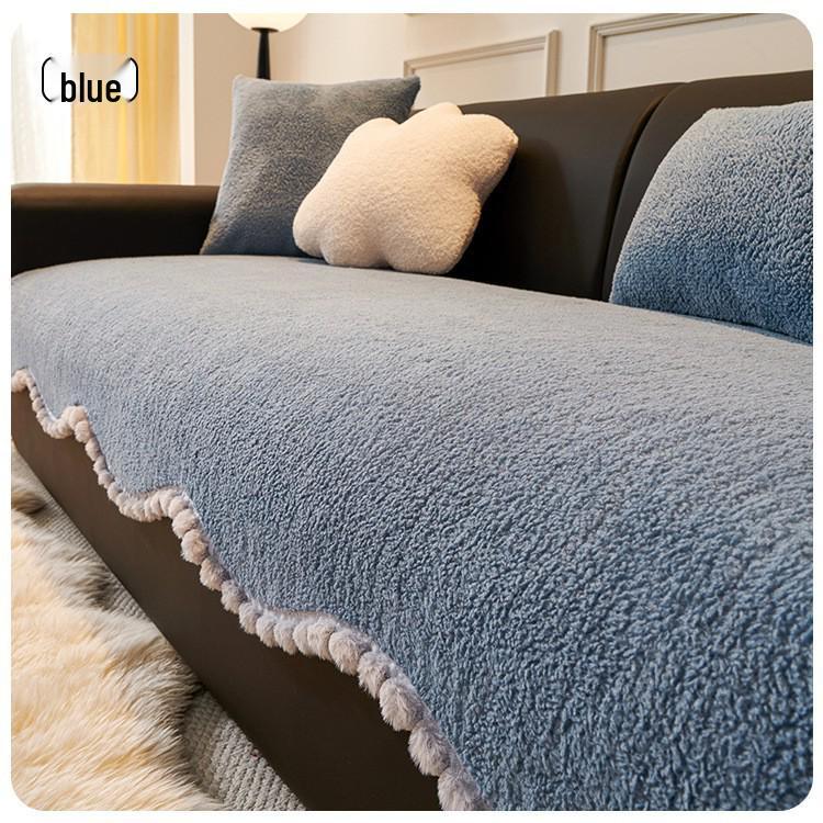 Lammwolle Anti-Rutsch Sofabezug: Dicke, einteilige Polsterung für Herbst & Winter