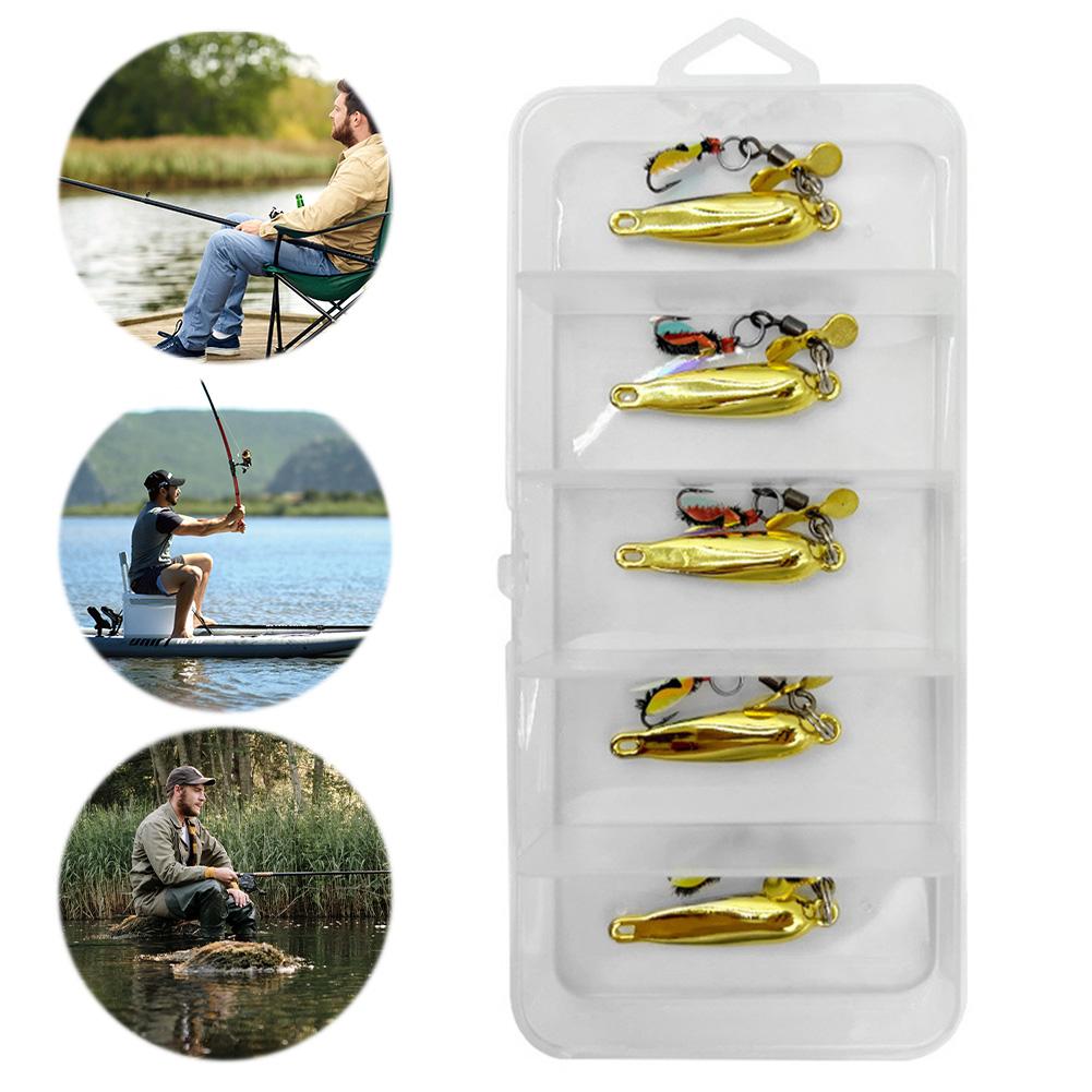 5Pcs/Box Fly Fishing Lures Rotating Spinner Fly Hooks Artificial Spoon Bait Flies Insect Lures Bait Trout Bass Fishing Lures