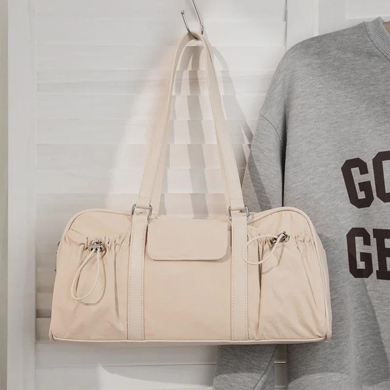 

202 Новая вместительная нейлоновая сумка подмышкой в корейском стиле для женщин – модная, универсальная дорожная сумка-подушка для ношения на плече и в руке 37*18*10.5 белый