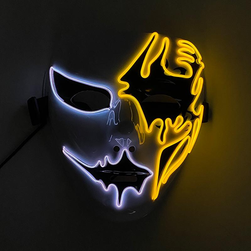 Glow Party Cosplay Mask Neon Mask Led Mask Masque Masquerade Party Masks Led Light Up Props Glow In The Dark Costume Supplies