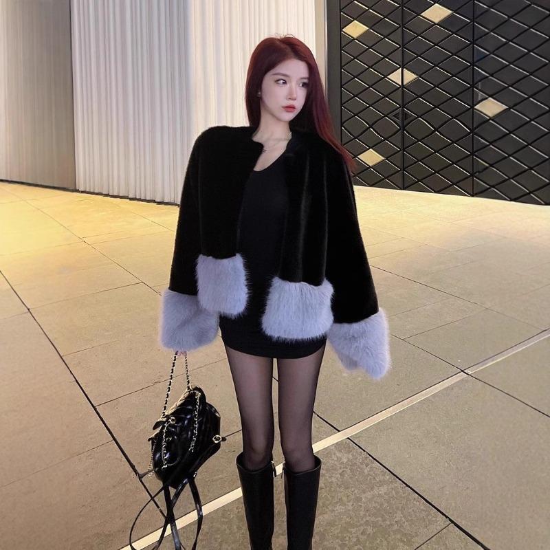 New Imitation Fox Fur Women's Light Winter Small Black Fur Coat Thousand Gold Wind Imitation Mink Coat
