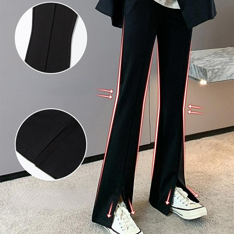 VANGULL Women's Spring and Summer Drape Cotton Casual Pants High Waist Slit Flared Pants