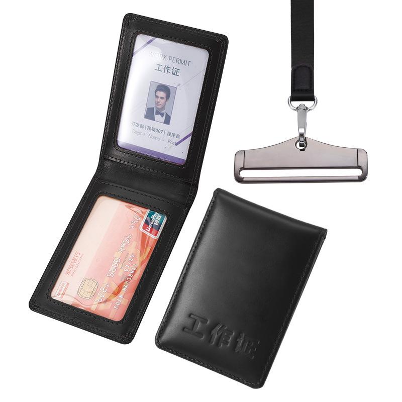 Genuine Leather Magnetic ID Card Holder and Protective Sleeve