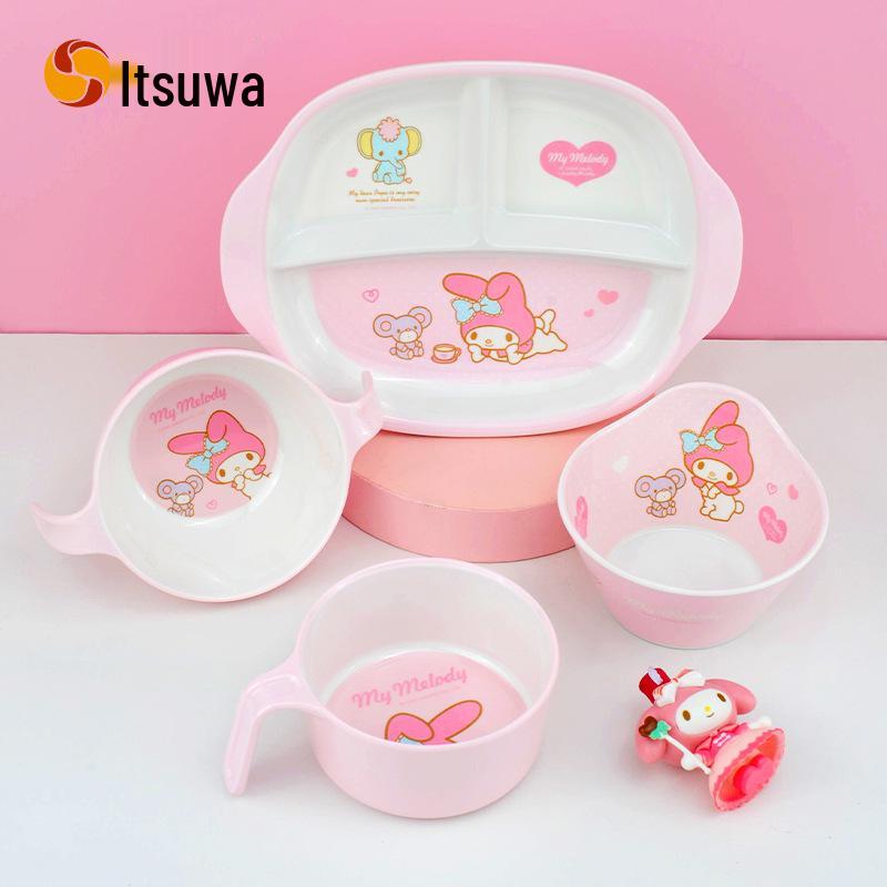 Wuhe Melody Cute Cartoon Tableware Set: Baby Bowl, Plate, and Spoon