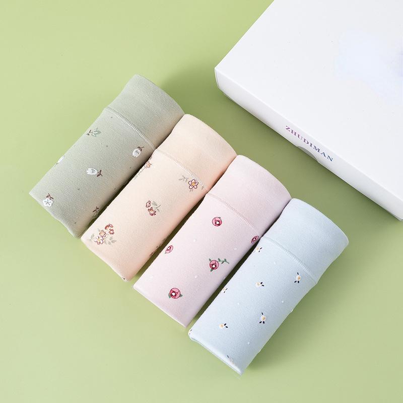 

В упаковке 4 предмета антибактериального женского нижнего белья из чистого хлопка, дышащее нижнее белье с принтом, треугольные брюки с цветочным принтом и средней талией для женщин L