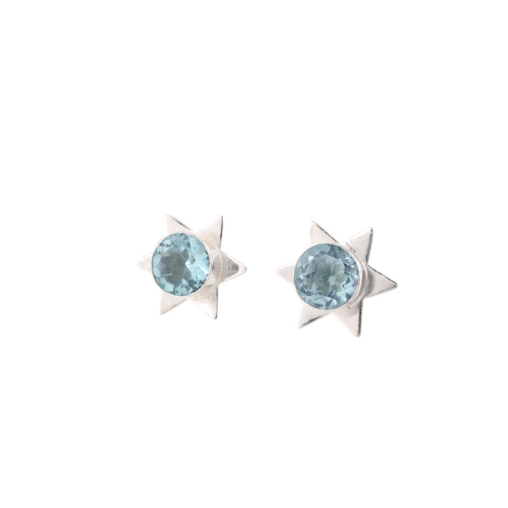Sky Blue Topaz Gemstone 925 Sterling Silver Jewelry Handmade Stud Earrings 0.44" EE-175-7