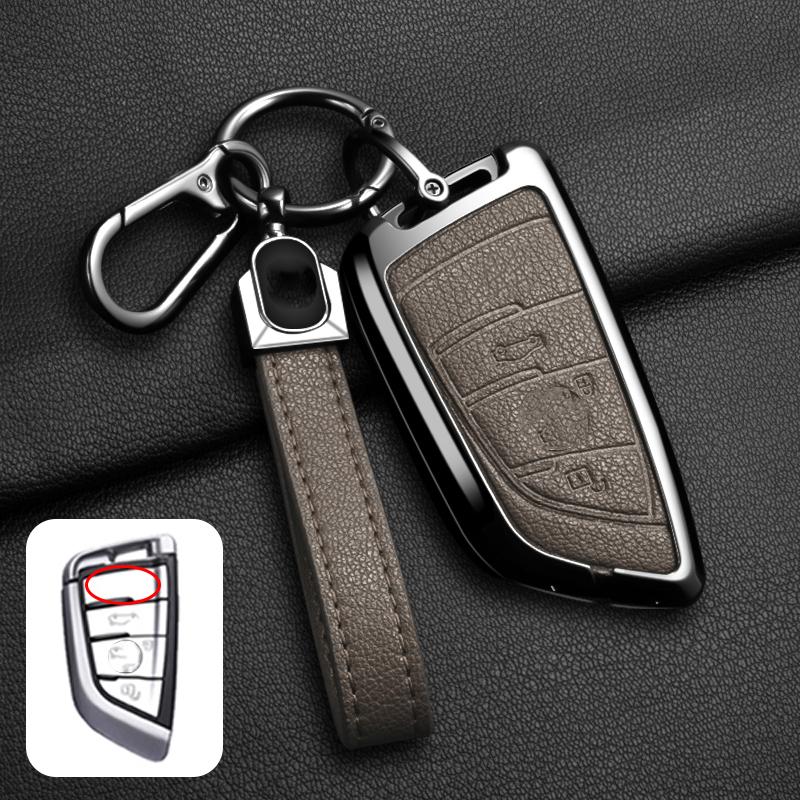 Goat Leather Zinc Alloy Car Key Case For Bmw X1 X3 X4 X5 G05 X6 X7 G20 G30 G11 F48 520 525 118I 218I 320I Key Case Car Key Fob