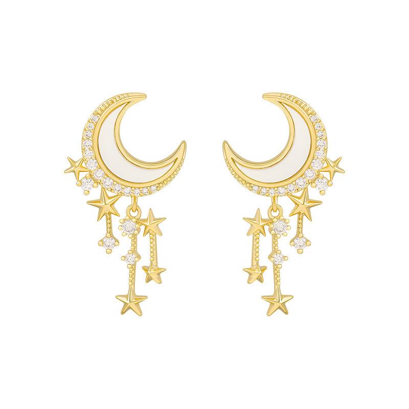 Cute Moon Star Pendant Earrings, Exquisite Mini Earrings, Women's Fashion Earrings Gift