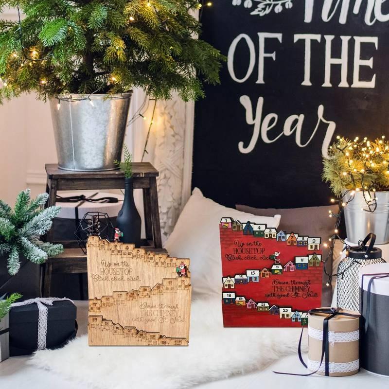 Christmas Countdown Calendar Ornaments Santa Castle Desktop Decoration Crafts